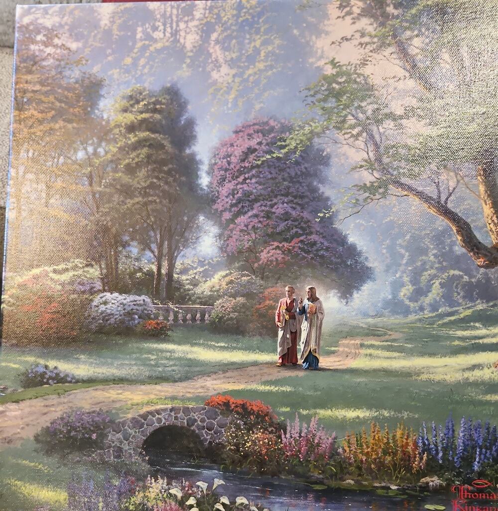 Thomas Kinkade Walk of Faith Jesus Peter 14x14 Canvas Wrap Wall Art COA